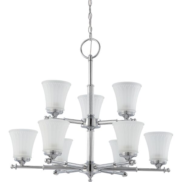 Nuvo Lighting 60/4269  Teller - 9 Light Two Tier Chandelier with Frosted Etched Glass in Polished Chrome Finish